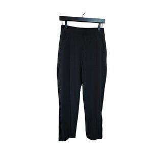 Athleta Black Elastic Waist Tapered Lined Pants For Women Size 2P Stretch